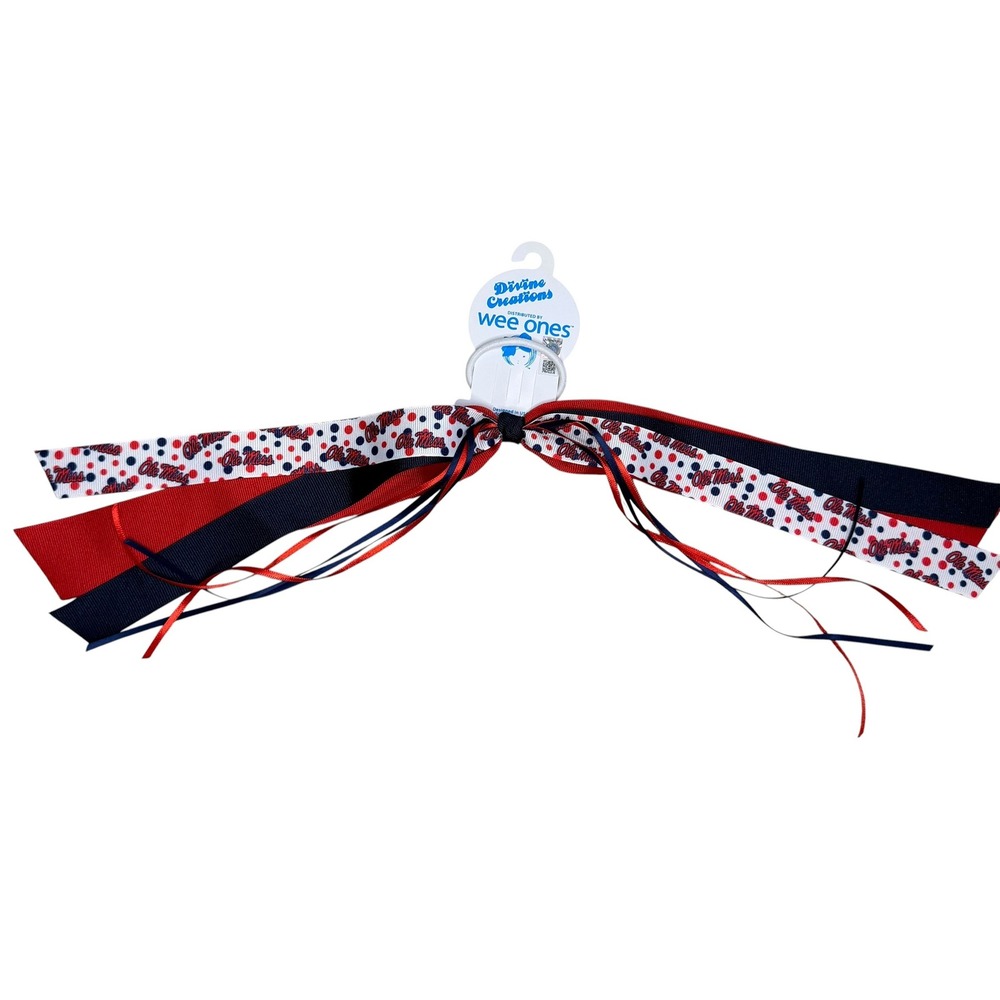 Wee‎ Ones Red Navy Ole Miss Streamer Kids Hair Accessory Grosgrain NWT OS